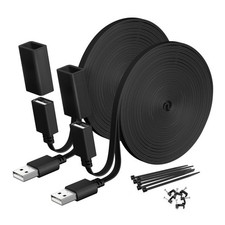 Flat USB A Extension Cable for Security Cameras 20FT/6M 2Pack,Black picture
