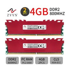 ZVVN 8GB 2x 4GB DDR2 800MHz PC2-6400U CL5 intel Desktop PC Gaming Memory RAM Red picture