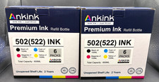LOT OF 2 - Ankink  502 (522) Ink Refill Bottles 6 Packs New/Open Box - Exp. 9/27 picture