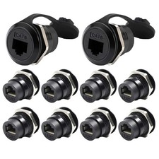 10PCS RJ45 Shielded Panel Mount Connector, CAT6//5e/5 8P8C Ethernet LAN Cable... picture
