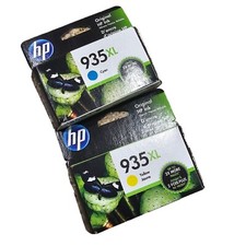 Original HP 935XL Inkjet Cartridges Lot of 2 Cyan and  Yellow New Factory Sealed picture