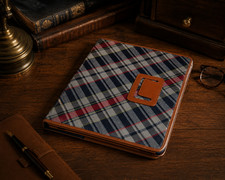 $145 Polo Ralph Lauren Madras Plaid Leather Folio Tablet Case Portfolio Stand picture