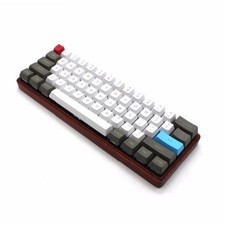 61 Keys White&Grey Keycap Set OEM Profile PBT Thick ANSI Layout Keycaps for 60%  picture