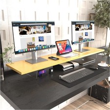 WEGASTU Clear Acrylic Dual Monitor Stand Height Adjustable Riser Desk Organizer picture