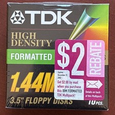 TDK High Density 10-Pack Formatted 1.44 MB 3.5