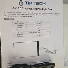 TIKTECK A4 LED Tracing Light Pad Light Box Writing Tablet, USB Connectivity picture
