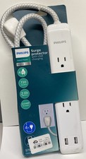 PHILLIPS Surge Protector 4 Outlet 2 USB Power Strip 4ft picture
