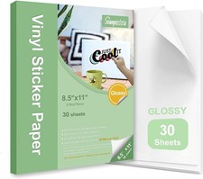 Premium Printable Vinyl Sticker Paper,Glossy White Self-Adhesive,Waterproof D... picture