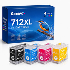 712XL Ink Cartridges Compatible for DesignJet T210 T230 T630(4 pack,BK/M/C/Y) picture