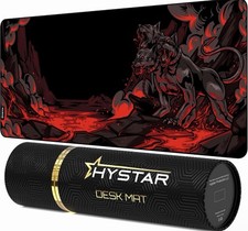 Hystar Mythic Cerberus XXL Gaming Desk Mat Mouse Pad 36x16 Red Black picture