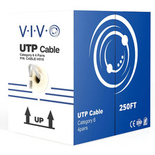 VIVO Gray 250Ft Bulk Cat6, CCA Ethernet Cable, 23 AWG, UTP Pull Box, Cat-6 Wire picture