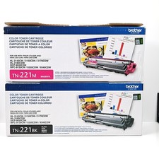 Lot of 2 - Genuine Brother TN221BK Black & TN221M Toner Cartridges Open Box  picture