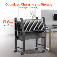 16 Device Charging Cart for Chromebook Laptop Tablet Up to 15.6