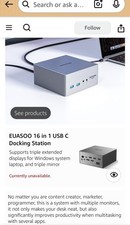 Euasoo USB-C Triple Display Docking Station 16-in-1 Hub Model ES-DC003 -New picture