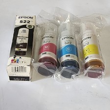 Epson 522 BK C M Y Ink Bottle Genuine New Sealed Box/Bag Lot of 4 2028 2026 picture