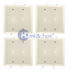 4x Wall Plate With Flexible Opening Cable Plate 2 Gang Lite Almond picture