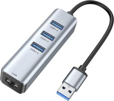 USB 3.0 4 way adapter to RJ45 gigabit internet and 3X USB ports - no drivers req picture