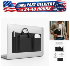 Adhesive Laptop Pouch Organizer 3-Pocket Stick-On Mouse SSD Cable Holder picture