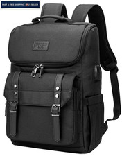 YALUNDISI Vintage Backpack Travel Laptop with usb 16 inch, Black picture