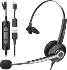 Wantek A681 Wired Headset Microphone USB For Call Centre Home Working Laptop PC picture