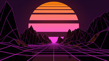 Landscape  art lines retrowave vaporwave synthwave Custom Gaming Mat Desk picture