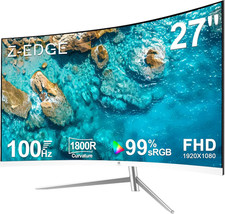Z-Edge 27 Inch Curved Computer Monitor, FHD 100Hz White PC Monitor, HDMI picture