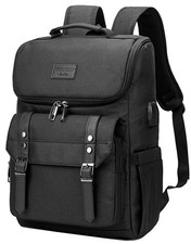YALUNDISI Laptop Backpack USB Charging Port Fits 15.6 Inch Laptop Black picture