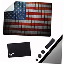 Adhesive Mouse Pad - Peel and Sticks to Any Surface - Travel USA - WOOD FLAG picture