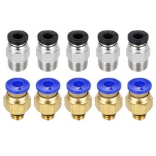 10 Pcs PC4-M6/M10 Straight Through Fitting, 2x4mm Tubes, Blue/Black picture