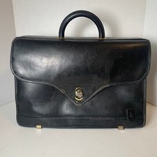 Hartmann Belting Leather Black Expandable Computer Briefcase Shoulder Bag picture