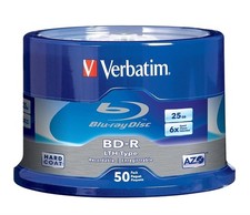NEW SEALED - Verbatim Blu-ray Disc BD-R 25GB LTH Type 6x (50-Pack Spindle) picture