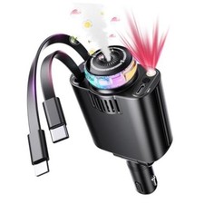 5 in 1 Retractable USB C Car Charger Fast Charge Aromatherapy Starry Drak Black picture