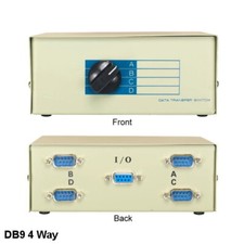 KNTK DB9 Male 4 Way Data Transfer Switch Box Rotary Type RS-232 D-Sub 9 Pin PC picture