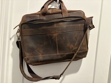 KomalC Leather Messenger Bag Brown for 15