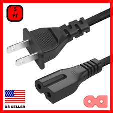 2 Prong Power Cord Polarized 5Ft Cable For Vizio Tv D/E/M Series, Sewing Machine picture