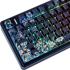 JOMKIZ PBT Keycaps with Side-Legend Shine-Through, Dark Floral Theme picture