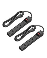 2-Pack 6-Outlet Surge Protector Power Strip, 6Ft Cord, Black picture