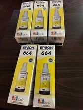 Lot Of 5 Genuine Epson 664 Yellow EcoTank Ink Bottles T664420 Sealed *EXPIRED* picture