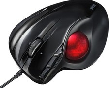 SANWA Wired Ergonomic Trackball Mouse, Programmable Roller Ball Mice, Black  picture