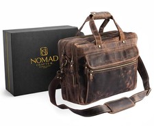 Brown Leather Messenger Bag for Men, Genuine Leather Briefcase Fits 15 Inch W... picture