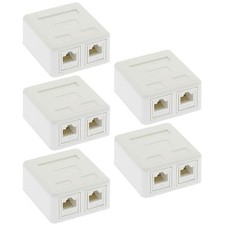 5x 2-Port Cat6 Cat 6 Surface Mount Box RJ45 WITH 2x Cat 6 Keystone Jacks White picture