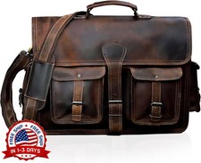 Maletín de cuero para trabajo, bolso bandolera de viaje para portátil de 18