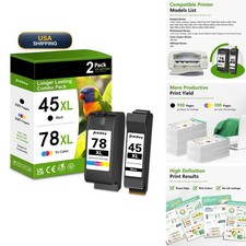 PikBey 45XL 78XL Ink Cartridges 2-Pack (1 Black 1 Tri-Color) for HP picture