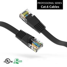 20 Pack of 45Ft CAT6 Flat Ethernet Network Cable Black picture
