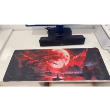 Samurai Meditation Under Blood Moon Large Gaming Mouse Keyboard Pad 31