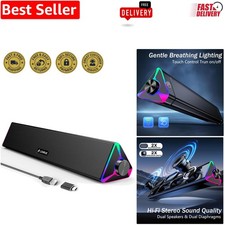 Dynamic Soundbar Speakers with USB Power & Colorful Touch Lighting, 15