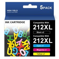 5-Pack 212XL Ink replacement for Epson Workforce XP-4100 XP-4105 WF-2850 WF-2830 picture
