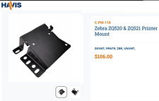 One Genuine Havis C-PM-118 Zebra ZQ520 & ZQ521 Printer Mount Kit (Screws Incl'd) picture
