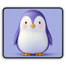 Cute Purple Penguin Gaming Mouse Pad | Kawaii Animal Desk Mat picture