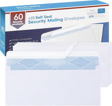 60PCS #10 Business Envelopes Self Seal White Letter Size No Window Security picture